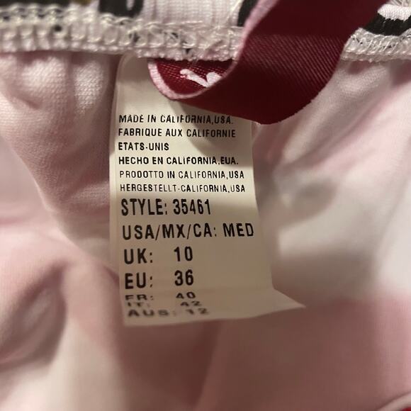 Guess Bikini Bottom Womens Medium Pink White Stripe Graphic Swim Beach Pool - Picture 5 of 6